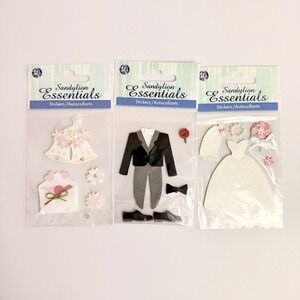 Sandylion Essentials Dimensional Wedding Stickers Bride Groom Embellishments NOS